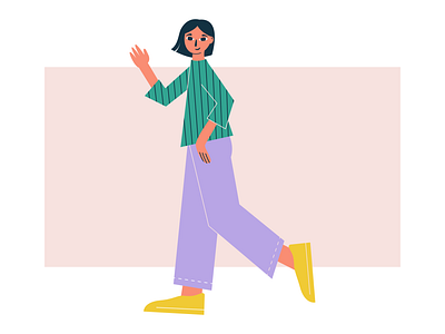 Girl walking and waving by Núria on Dribbble