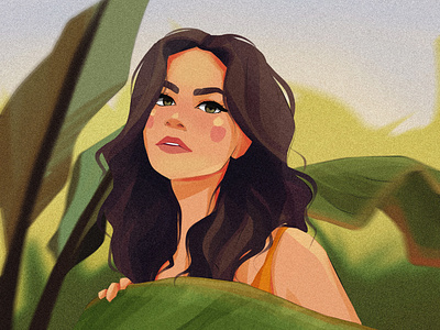 Girl in the jungle art branding design digital art digital illustration drawing grass illustration painting portrait procreate woman