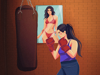 Girl boxer. illustration for metaphorical cards. characterdesign design digital art digital illustration drawing illustration illustrationoftheday portrait