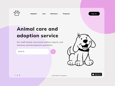 Animal care and adoption service ui