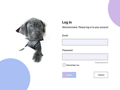 Pet shop account Log in page