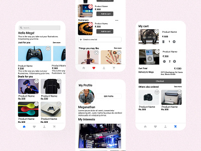 Tommy's online shopping app graphic design ui