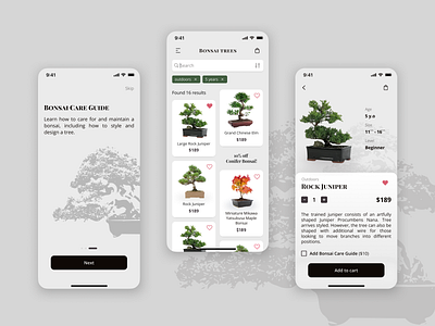 Bonsai plant shop mobile app