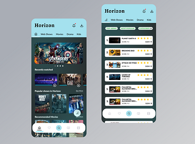 Horizon OTT App UI design app design letsdesign ott movie top rated movie ui
