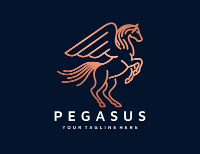 PEGASUS branding business company design horse icon identity illustration lineart logo logos pegasus unicorn vector
