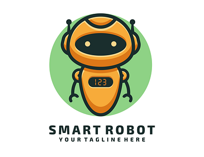 Robot Logo branding business company cute design icon identity illustration logo logos media robot smart tech vector