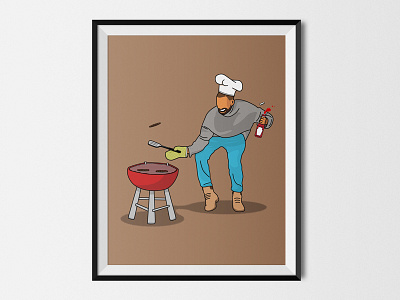 Grillmaster Drake cook cooking drake grill hamburger hotline hotline bling illustration ketchup poster posters print