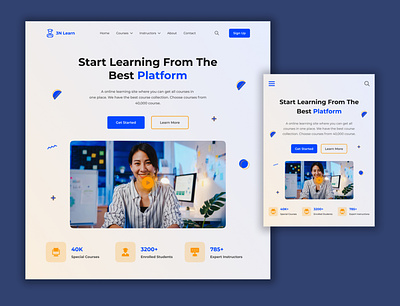 3N Learn - E-Learning Platform clean course course list design e learning e learning app e learning landing page e learning website education header landingpage learn online learn online study ui ux web design