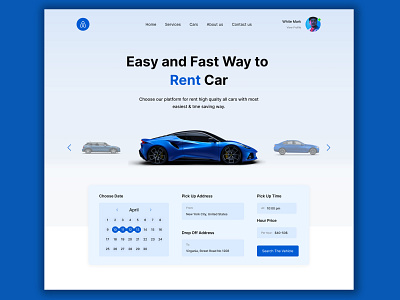 Car Rental Website Header Concept banner branding car carrental clean design header landingpage minimalist premium car premium rent rent rental trendy ui ux