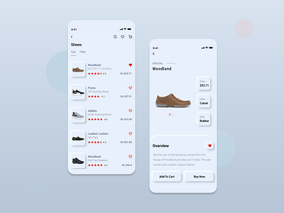 Neumorphism UI Trend 2020 - E-commerce ios mobile app screens