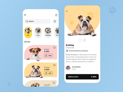 Pet Shop Mobile App Design