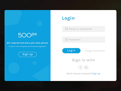 500 px Login Page Concept Micro Interaction 500px animation branding image gallery images login design login page micro interaction simple ui web