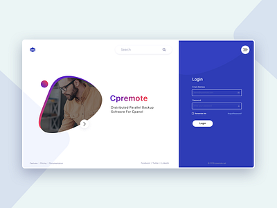 Login Page Cpremote card gradient login box login form login page search search bar simple split screen typography ui ux webdesign website