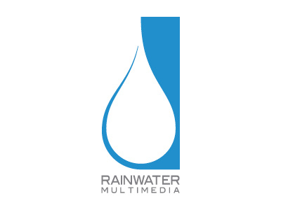 Rainwater Multimedia Logo blue design drop identity logo minimal multimedia rain rainwater simple