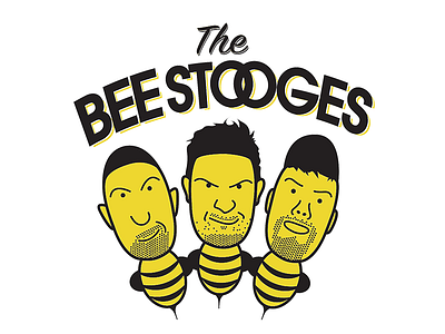 The Bee Stooges Logo bee black character company honey illustration logo simple type yellow