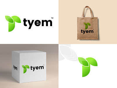 modern t or leaf logo design