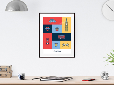 London Icon Set design flat icon london poster vector