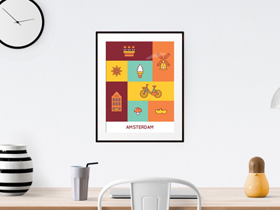 Amsterdam Icon Set amsterdam design flat icon poster vector