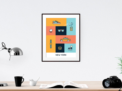 NYC Icon Set design flat icon new york nyc poster vector