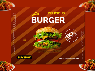Restaurant Burger Social Media Banner burger chicken burger facebook food food banner fries hamburger intagram banner restaurant social social media banner web banner