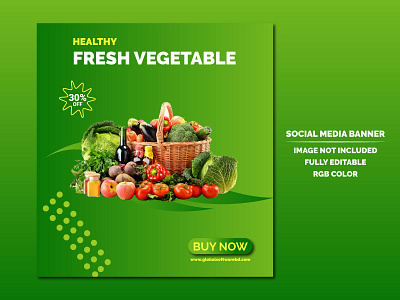 SOCIAL MEDIA VEGETABLE BANNER DESIGN banner template facebook food fresh vegetables fruit fruit and vegetable banner grocery instagram organic vegetable post promotion social media banner vegetable vegetable shop design