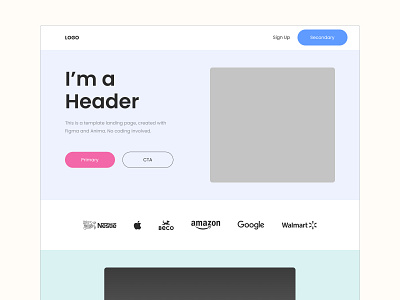 Landing Page Template - Export HTML / CSS or Connect a domain