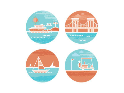 All around the world boat circle iconography icons logo map texture travel