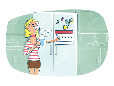 House Wife calendar character coffee cute drawing fridge illustration magnets radio sketch woman