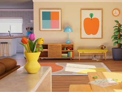 Family Values | 3D Environment Style Frame 3d cgi character design environment family home illustration livingroom