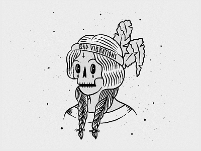 Madera Buena feathers hair handdrawn lettering skateboarding skeleton skull vibration