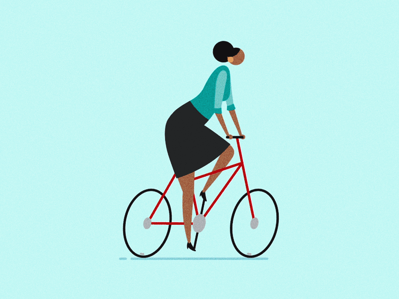 Keep On Moving bicycle business character gif riding skirt woman