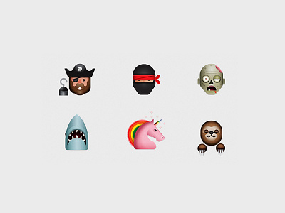 Emoji ji ji emoji emoticon ios jaws ninja oreo phone pirate sloth unicorn zombie