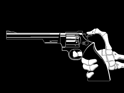 Style Test and black gun hand motion revolver skull white