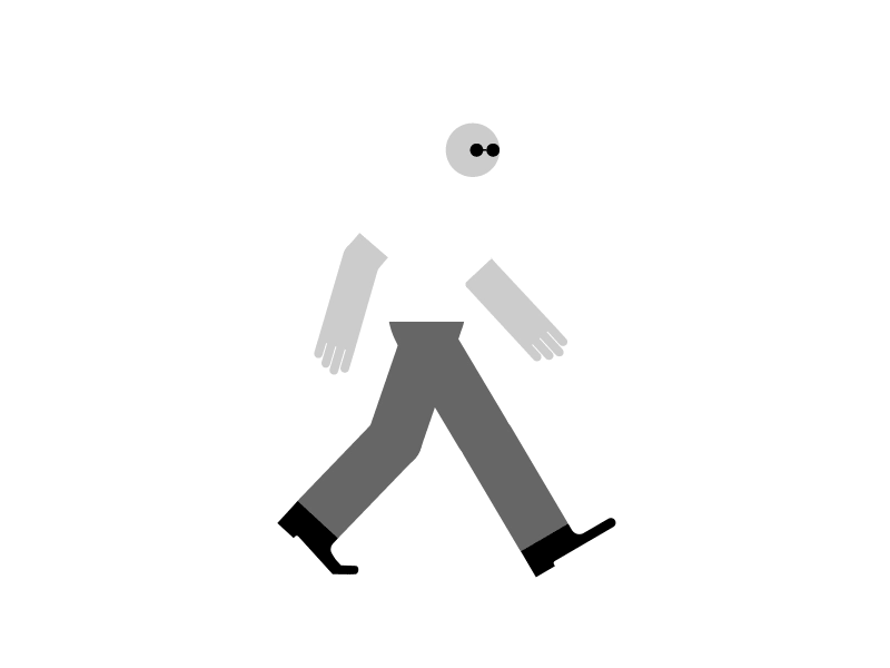 WALK IDIOT WALK :) blackwhite character gif sequence strut vector walk