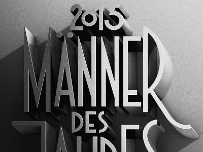 GQ Germany men of the year invite 2015 blackandwhite cgi cinema4d lettering typography vintagetype