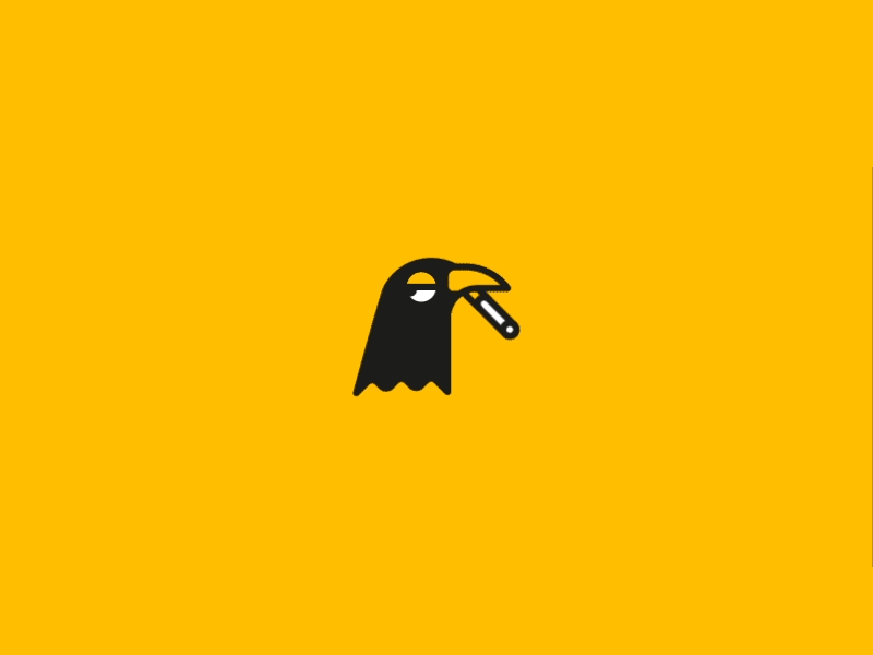 The bird is the word animation bird crow gif smoking thicklines yellow