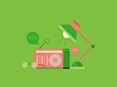 The Weekend editorial glasses icons lamp monocle radio vector