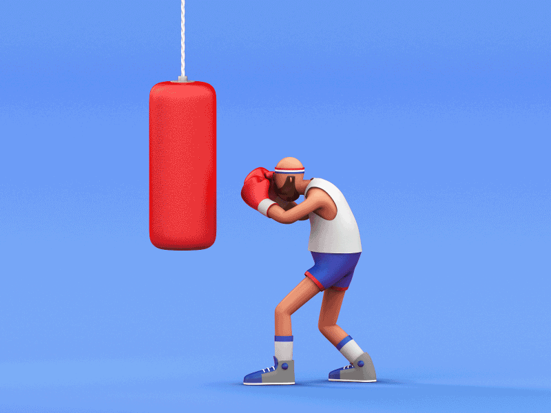 Stay Focused 3d 3dcharacter bag boxing c4d cgi character gif loop motion
