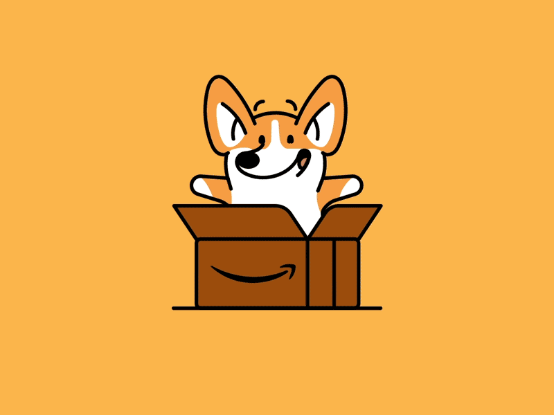 Amazon + Line amazon amazonprime animation confetti corgi delivery dog gif party vector