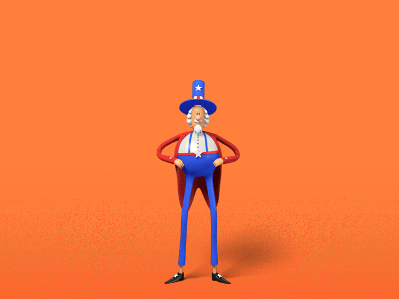 Uncle Sam 3d 3danimation animation balloons c4d character hat nickelodeon sam uncle