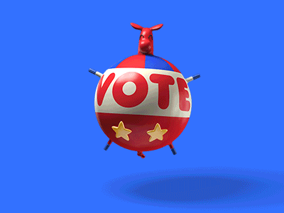 VOTE DAY 3d 3dcharacter c4d cgi character democrat donkey gif loop motion republican vote