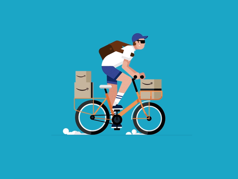 Amazon Prime amazon bicycle bike character delivery gif package tech vector