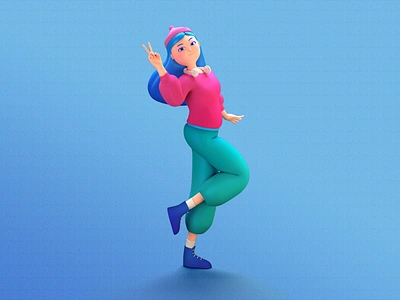 Hiya Pals 3d 3dcharacter cgi character girl maya pose