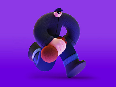 36 Days Of Type 36daysoftype 3d cgi character r robber running shading texture type
