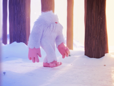 Yeti 3d 3dcharacter animation c4d cgi character fur hair loop scene snow trees