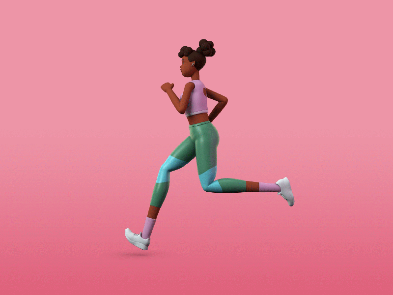 Spring Park Run animation animation 3d cgi character gif gif animated motion run sport woman character