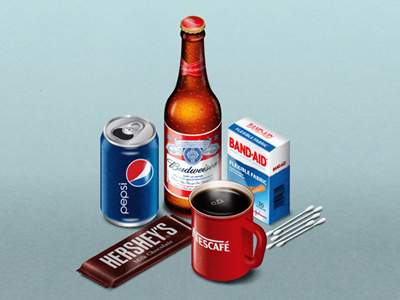 Fortune band aid beer budweiser chocolate coffee cola fortune herheys isometric pepsi products