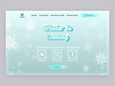Above The Fold - Wintee Survival Landing Page camp cold frosty landing page survival web design winter