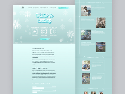 Landing Page - Wintee Survival camp cold frosty landing page survival web design winter