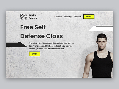 Above The Fold - Katrino Defense kickboxing landing page martial arts mma personal trainer self defence sports web design